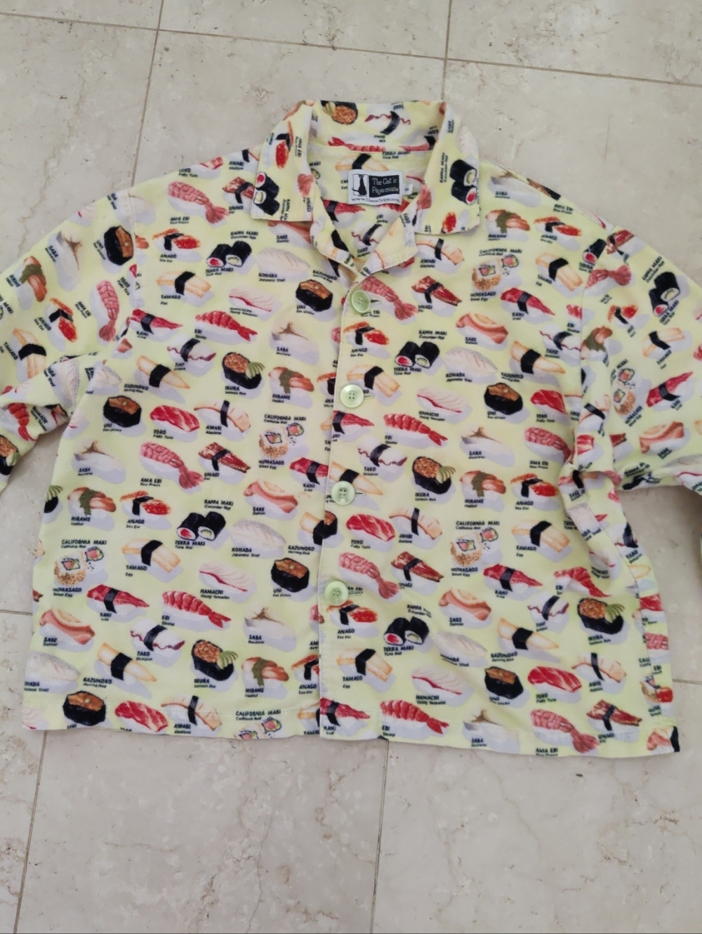 Vintage Y2K Cat's Pajamas Sushi Flannel Pajama Set Buffy Wasabi Small 🍣🍣 - Picture 4 of 16